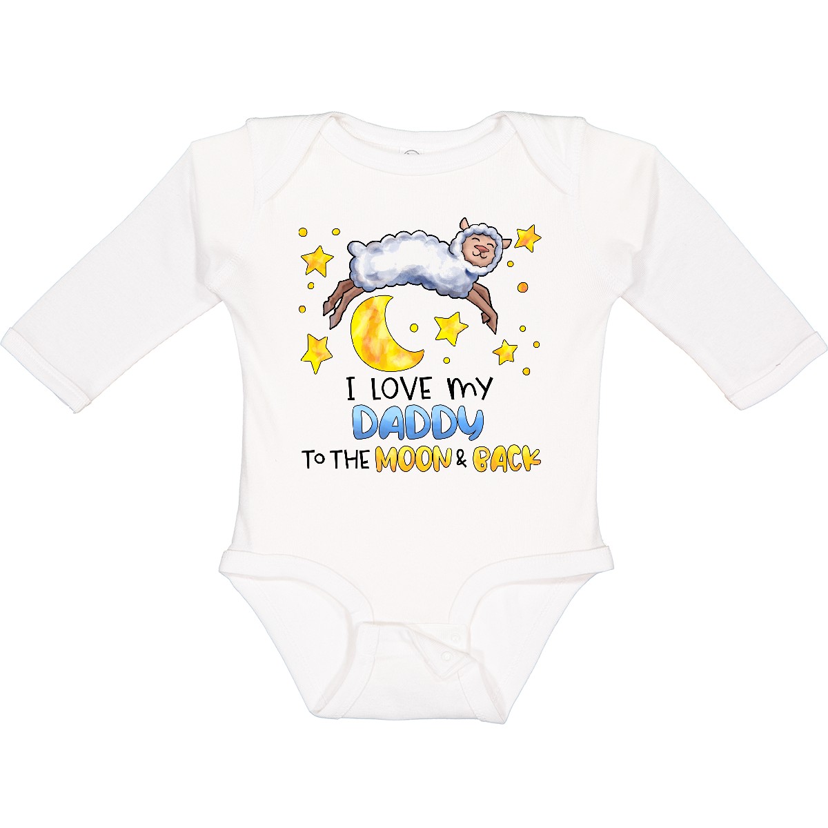 Inktastic I Love My Daddy To The Moon And Back Cute Sheep Long Sleeve Creeper - Picture 7 of 7