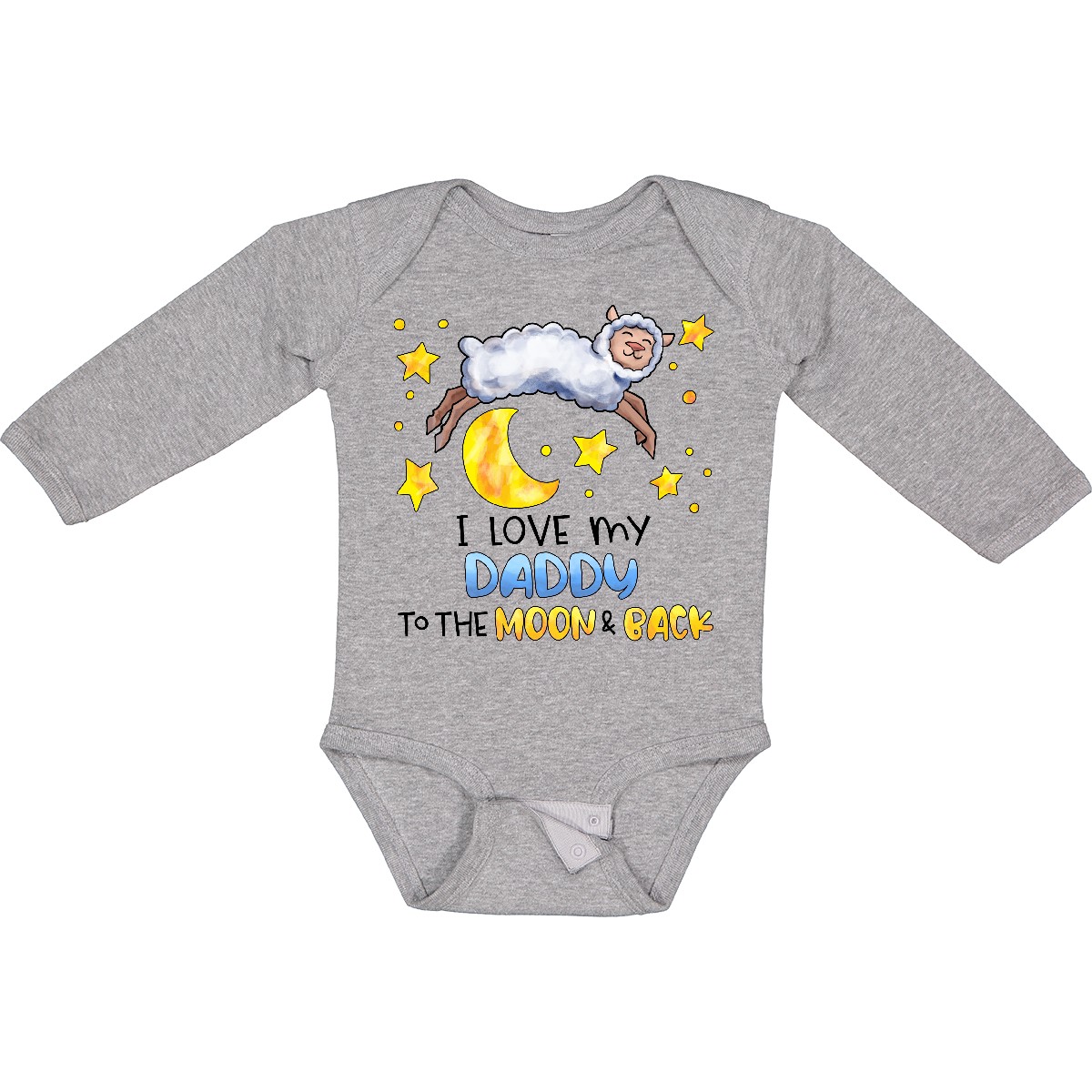 Inktastic I Love My Daddy To The Moon And Back Cute Sheep Long Sleeve Creeper - Picture 4 of 7