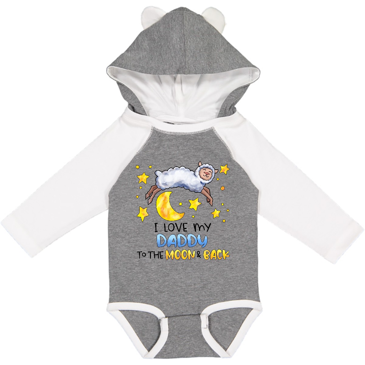 Inktastic I Love My Daddy To The Moon And Back Cute Sheep Long Sleeve Creeper - Picture 3 of 7