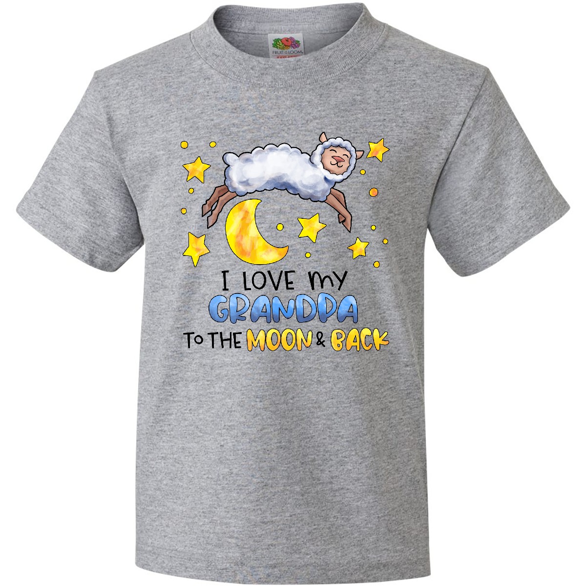 Inktastic I Love My Grandpa To The Moon And Back Cute Sheep Youth T-Shirt Child - Picture 2 of 8