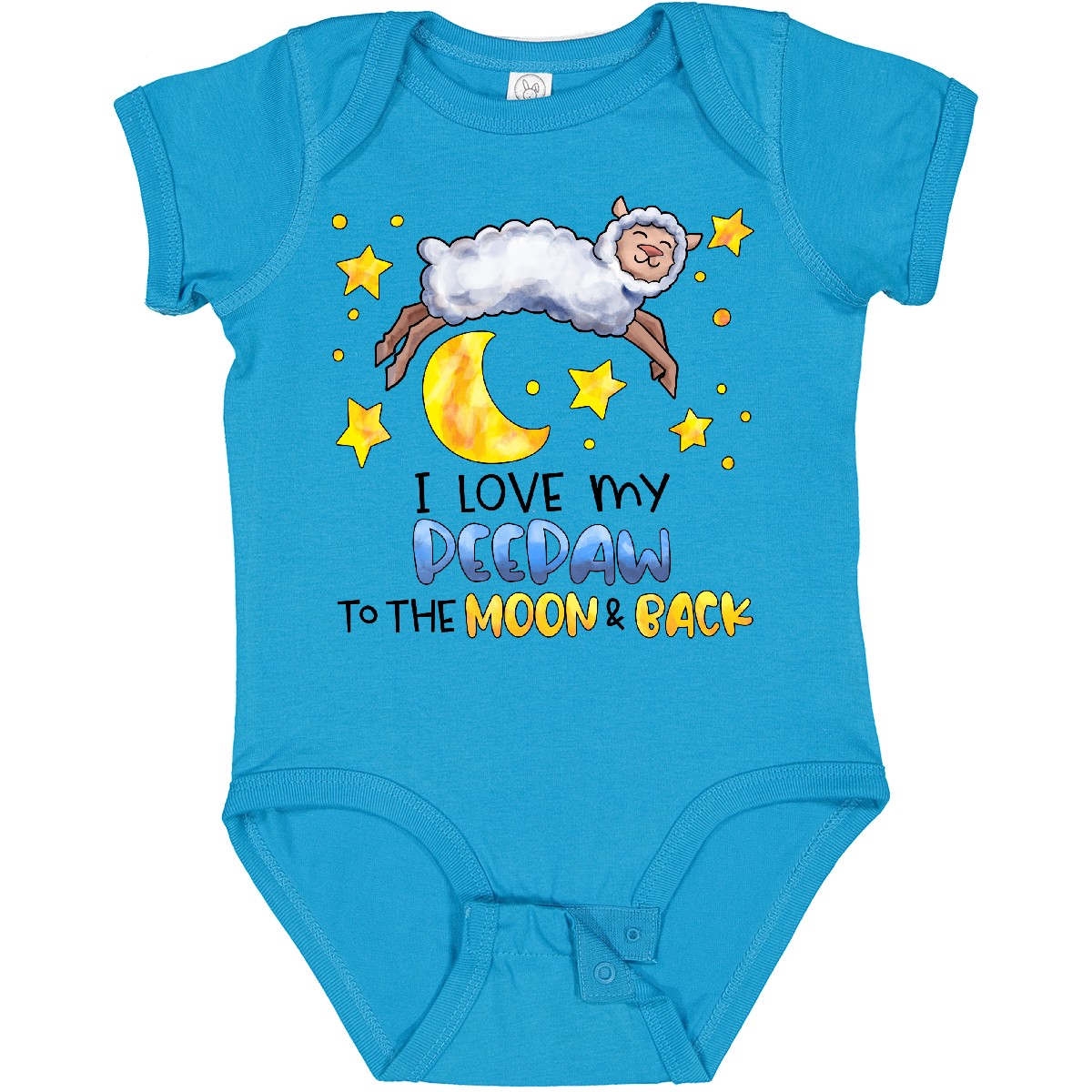 Inktastic I Love My Peepaw To The Moon And Back Cute Sheep Baby Bodysuit Family - Picture 12 of 13