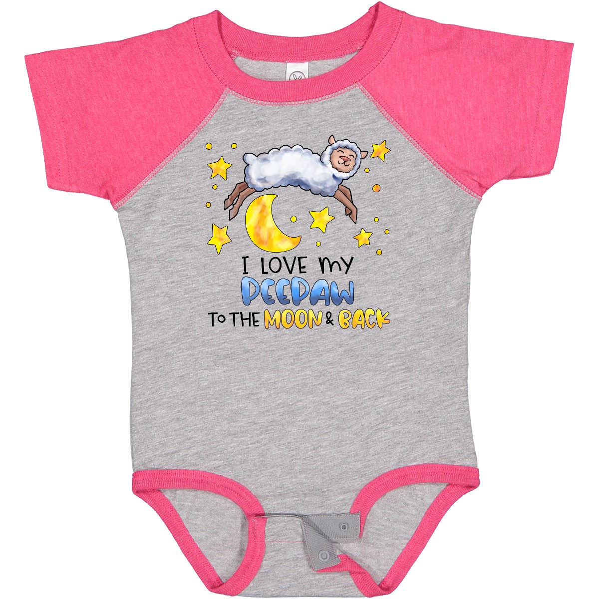 Inktastic I Love My Peepaw To The Moon And Back Cute Sheep Baby Bodysuit Family - Picture 4 of 13