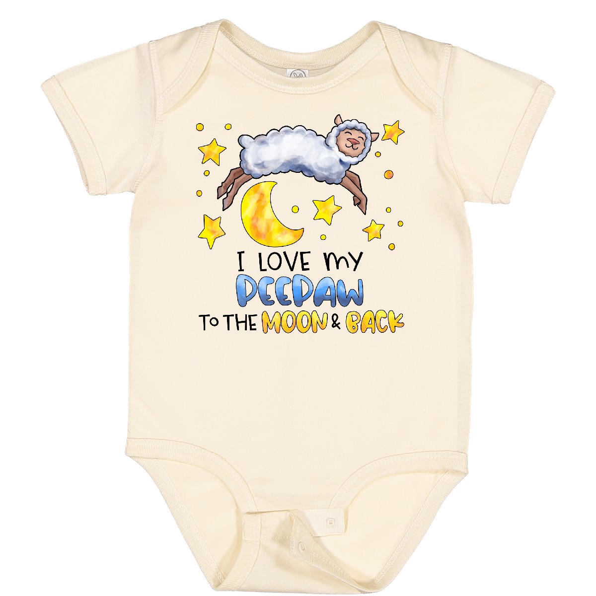 Inktastic I Love My Peepaw To The Moon And Back Cute Sheep Baby Bodysuit Family - Picture 8 of 13