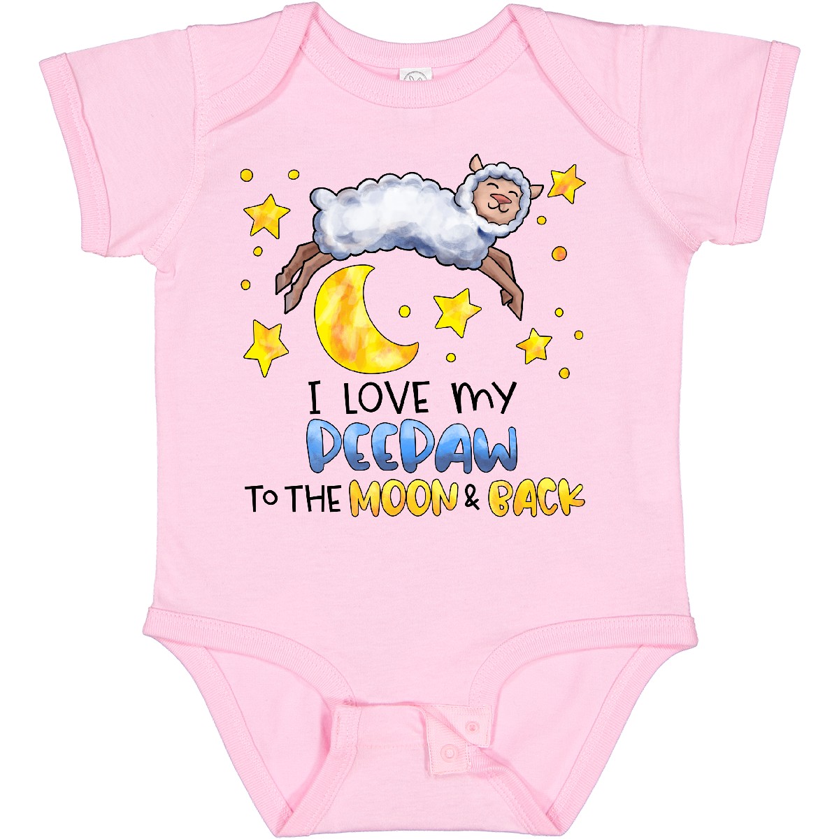 Inktastic I Love My Peepaw To The Moon And Back Cute Sheep Baby Bodysuit Family - Picture 9 of 13
