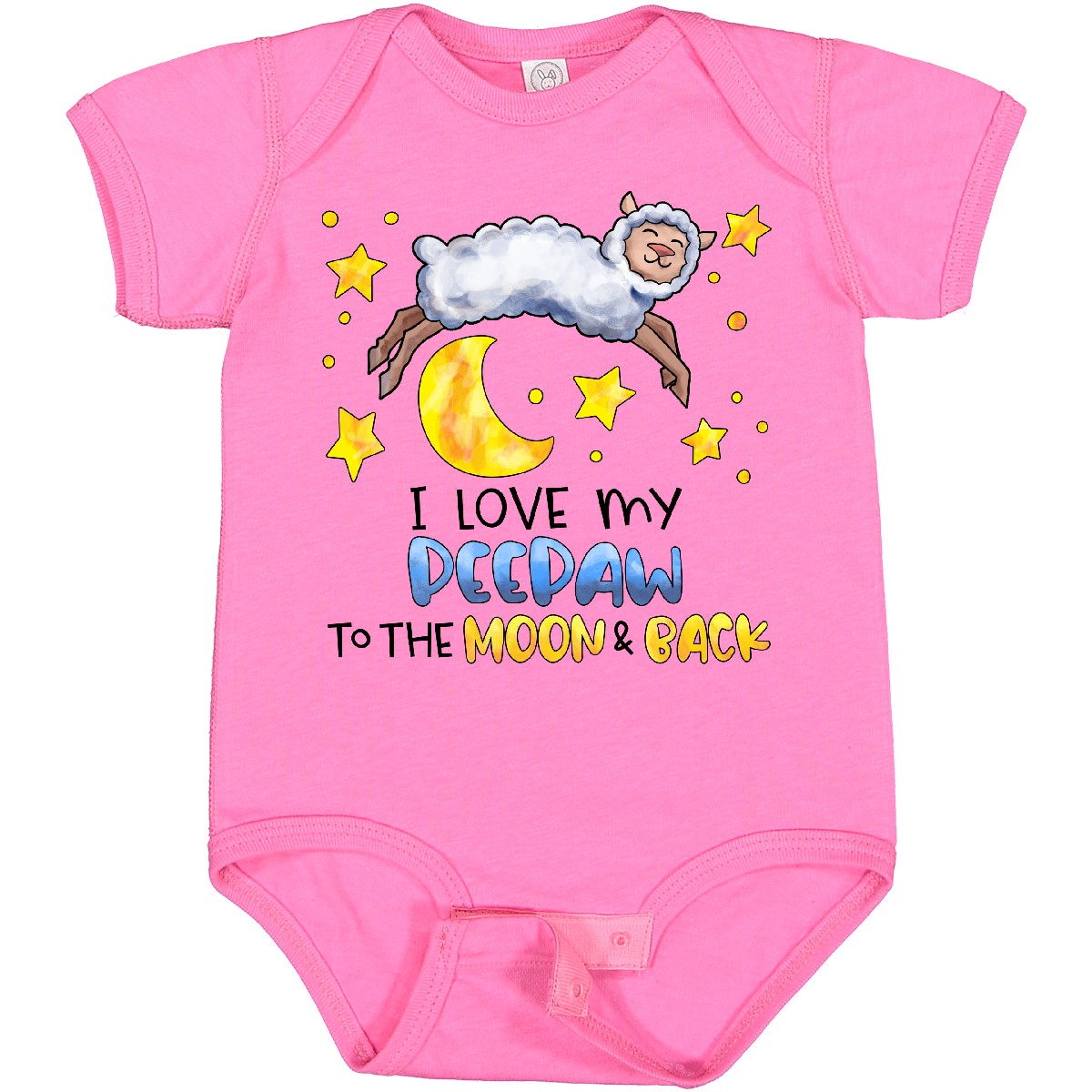 Inktastic I Love My Peepaw To The Moon And Back Cute Sheep Baby Bodysuit Family - Picture 10 of 13