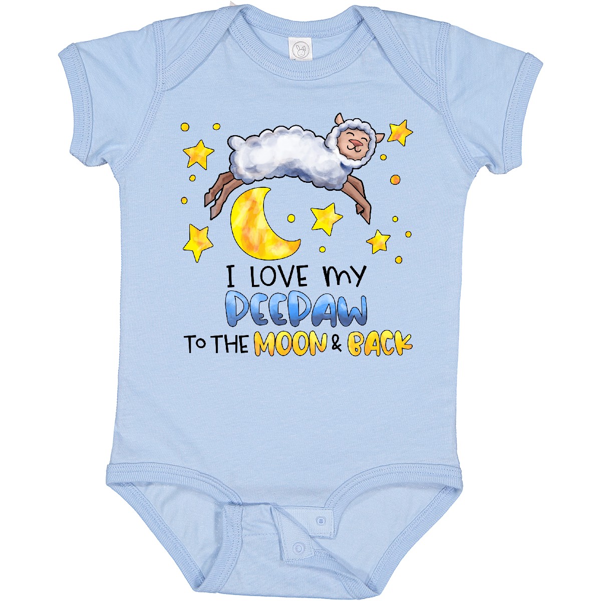 Inktastic I Love My Peepaw To The Moon And Back Cute Sheep Baby Bodysuit Family - Picture 2 of 13