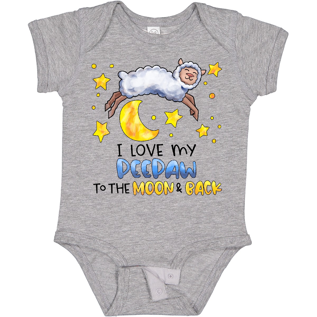 Inktastic I Love My Peepaw To The Moon And Back Cute Sheep Baby Bodysuit Family - Picture 3 of 13