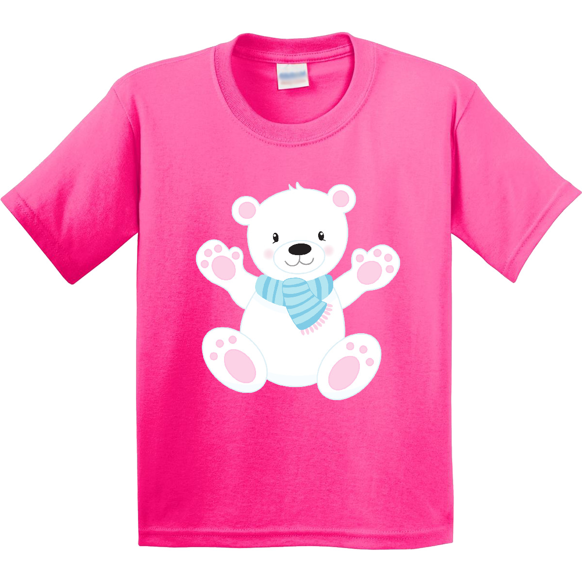 Inktastic Polar Bear, White Bear, Cute Bear, Bear With Scarf Youth T-Shirt Cub - Picture 5 of 9