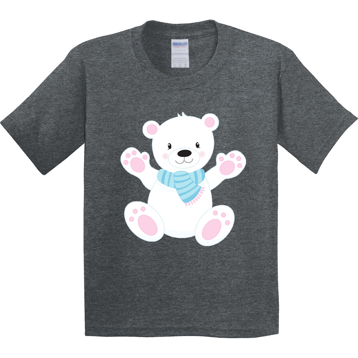 Inktastic Polar Bear, White Bear, Cute Bear, Bear With Scarf Youth T-Shirt Cub - Picture 7 of 9