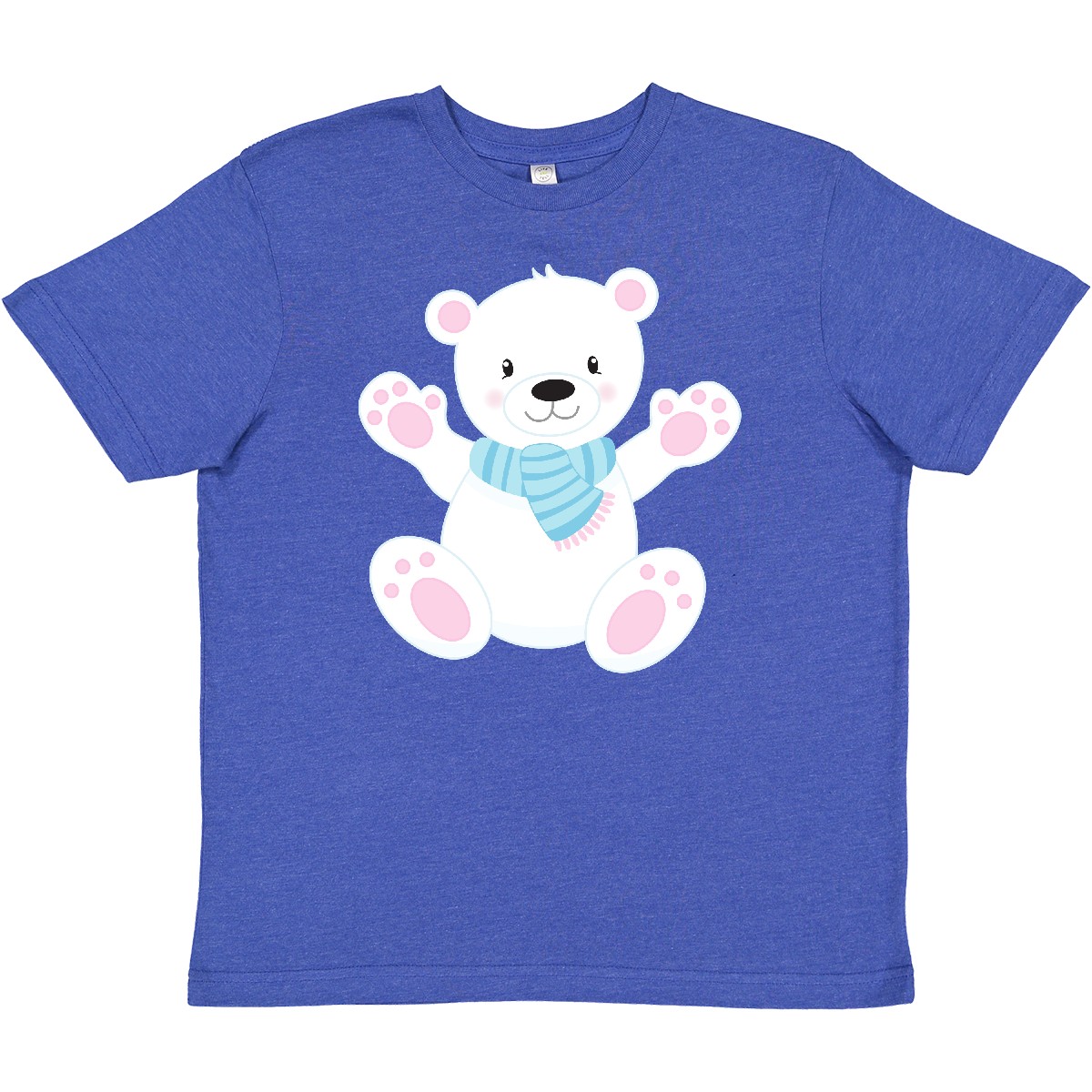 Inktastic Polar Bear, White Bear, Cute Bear, Bear With Scarf Youth T-Shirt Cub - Picture 9 of 9