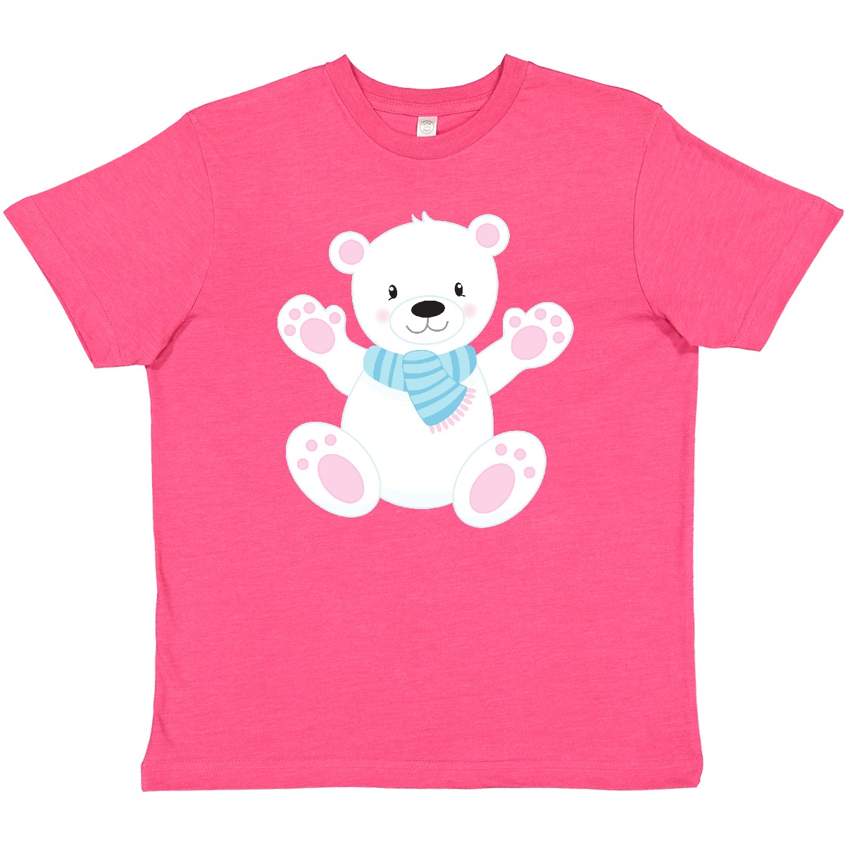 Inktastic Polar Bear, White Bear, Cute Bear, Bear With Scarf Youth T-Shirt Cub - Picture 8 of 9