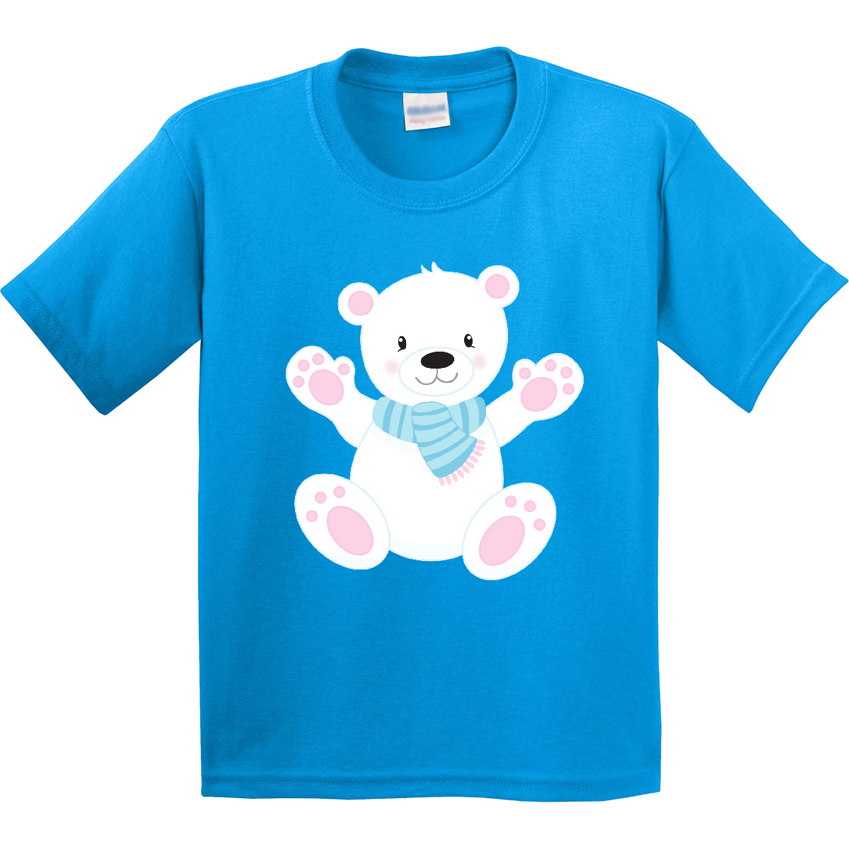 Inktastic Polar Bear, White Bear, Cute Bear, Bear With Scarf Youth T-Shirt Cub - Picture 6 of 9