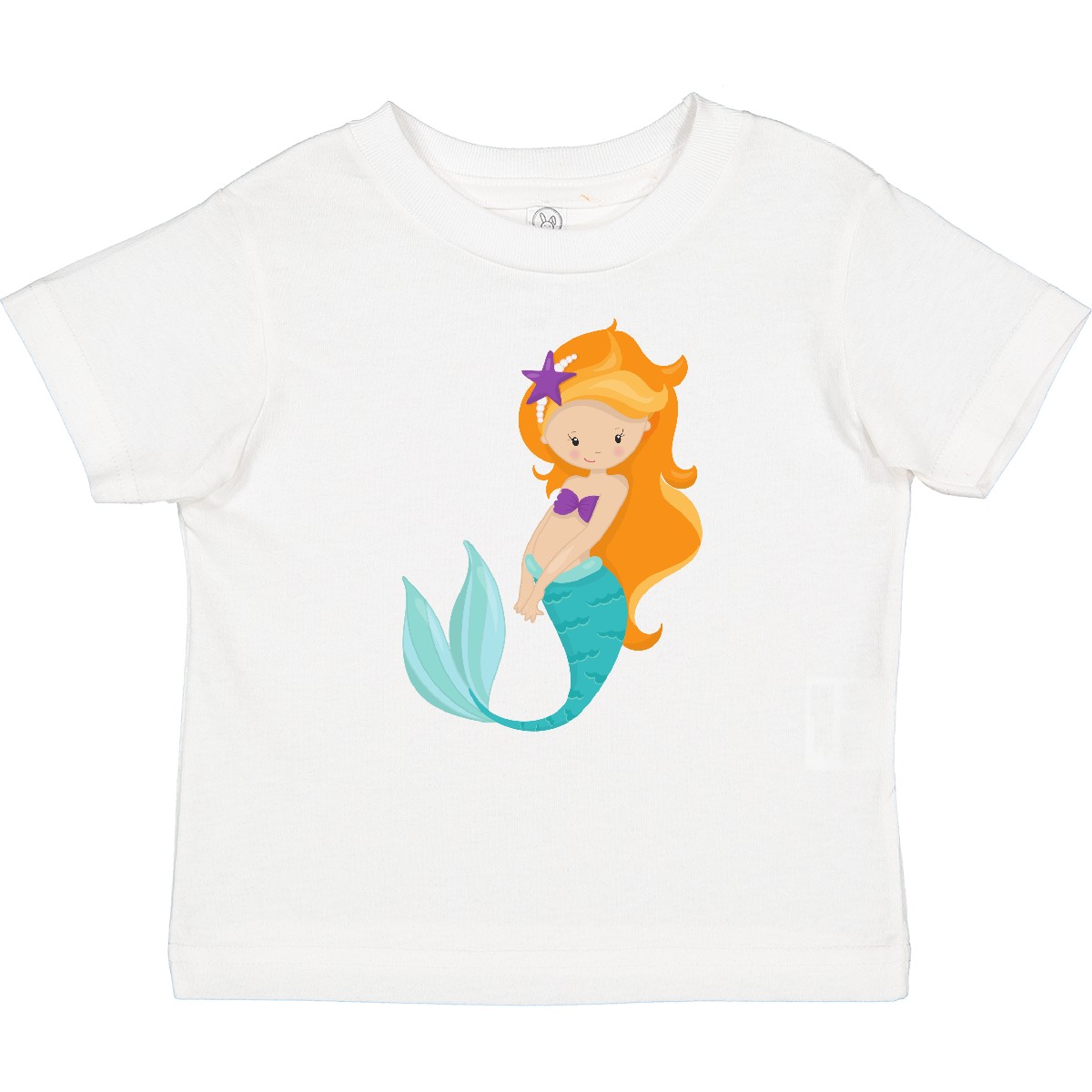 Inktastic Cute Mermaid, Little Mermaid, Orange Hair, Star Baby T-Shirt Princess - Picture 7 of 7