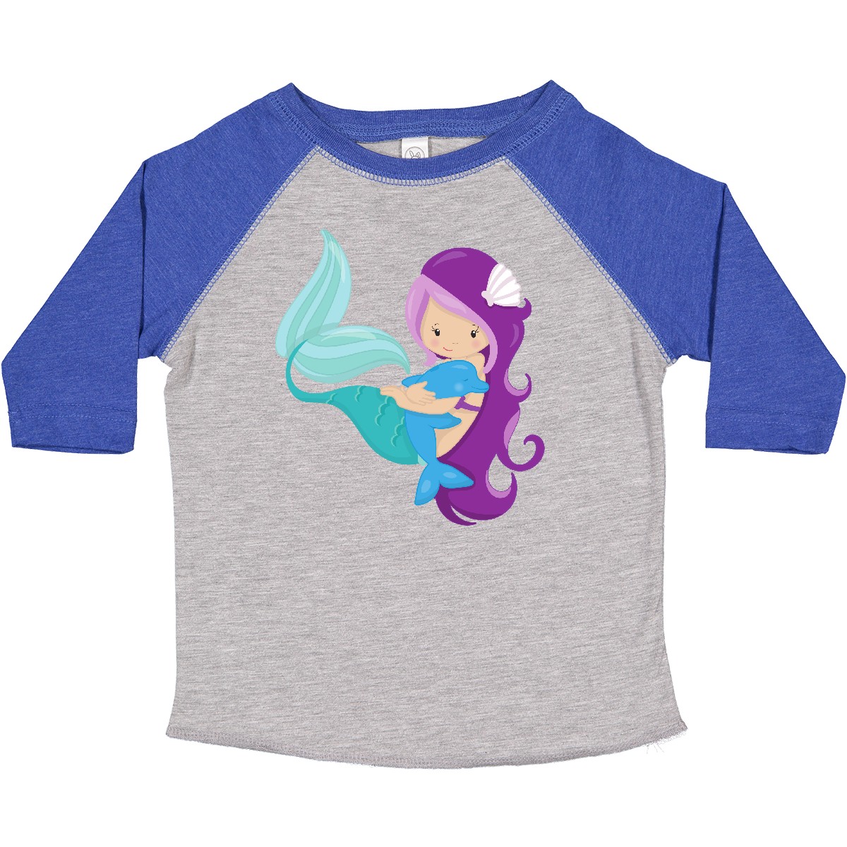 Inktastic Cute Mermaid, Little Mermaid, Purple Hair, Dolphin Toddler T-Shirt Kid - Picture 5 of 11