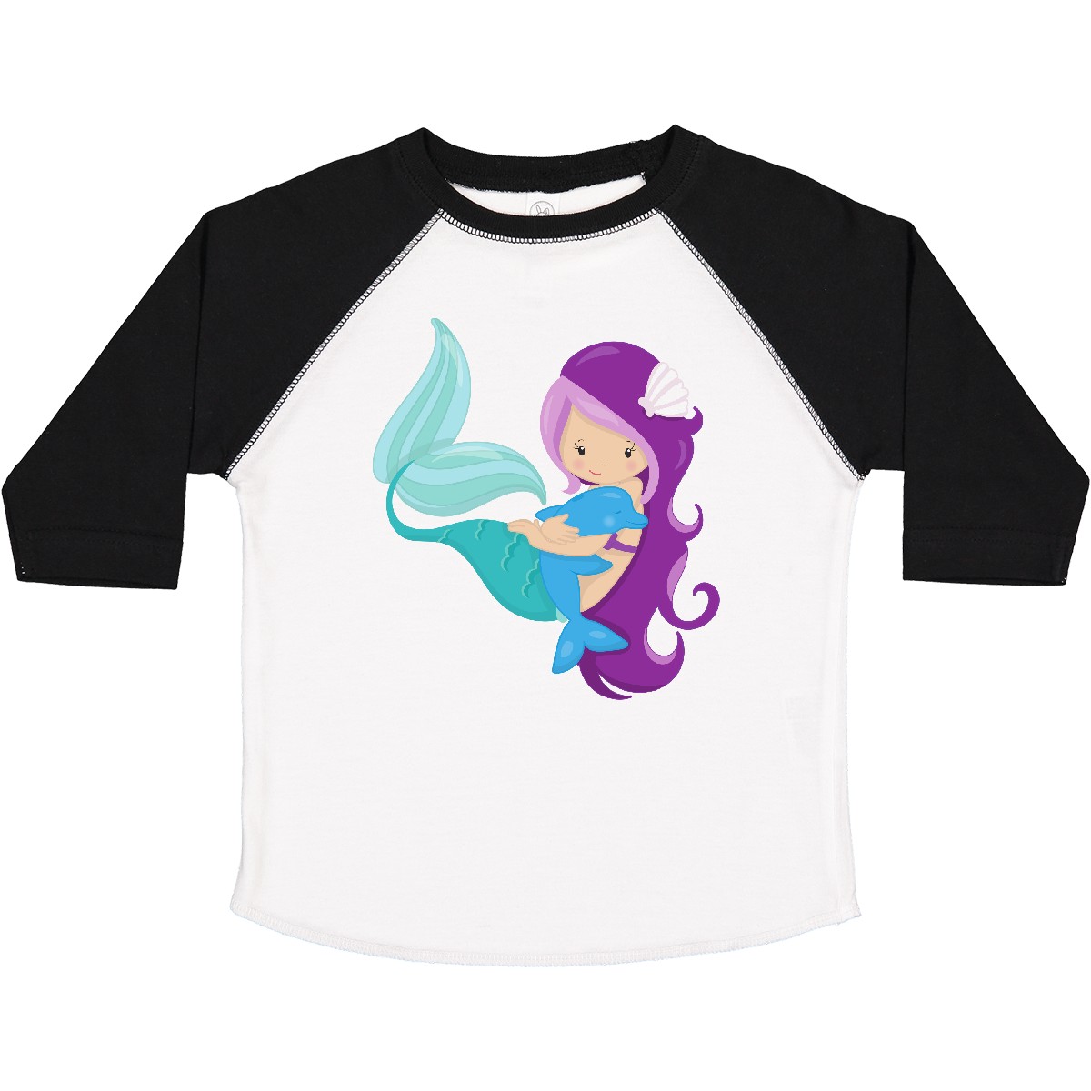Inktastic Cute Mermaid, Little Mermaid, Purple Hair, Dolphin Toddler T-Shirt Kid - Picture 11 of 11