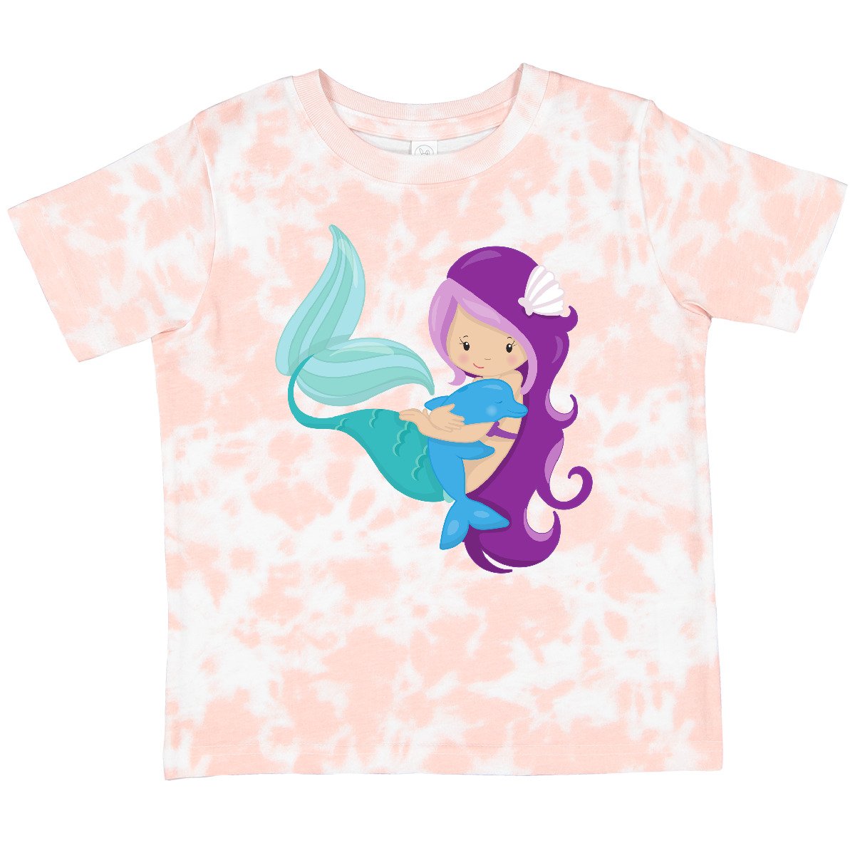 Inktastic Cute Mermaid, Little Mermaid, Purple Hair, Dolphin Toddler T-Shirt Kid - Picture 10 of 11