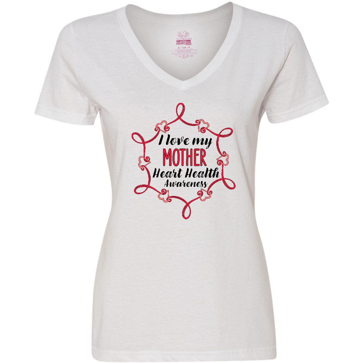 Inktastic I Love My Mother Heart Health Awareness Women's V-Neck T-Shirt Mom - Picture 4 of 4