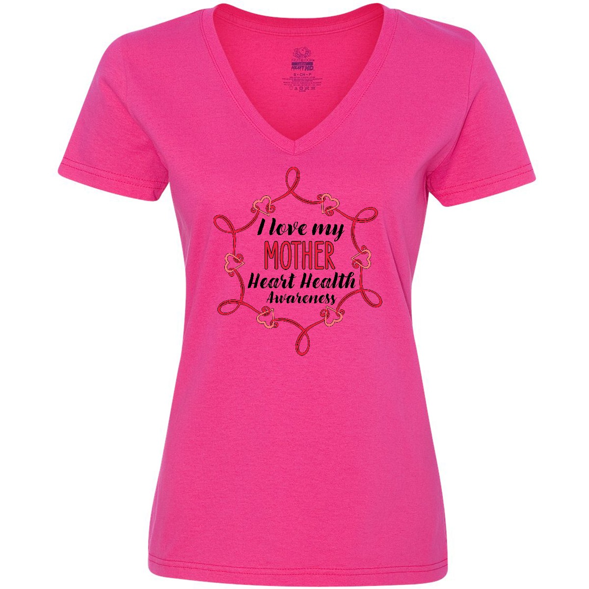 Inktastic I Love My Mother Heart Health Awareness Women's V-Neck T-Shirt Mom - Picture 3 of 4