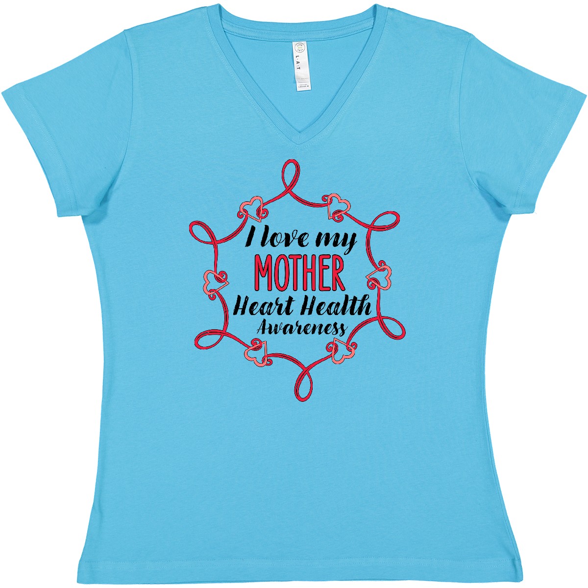 Inktastic I Love My Mother Heart Health Awareness Women's V-Neck T-Shirt Mom - Picture 2 of 4