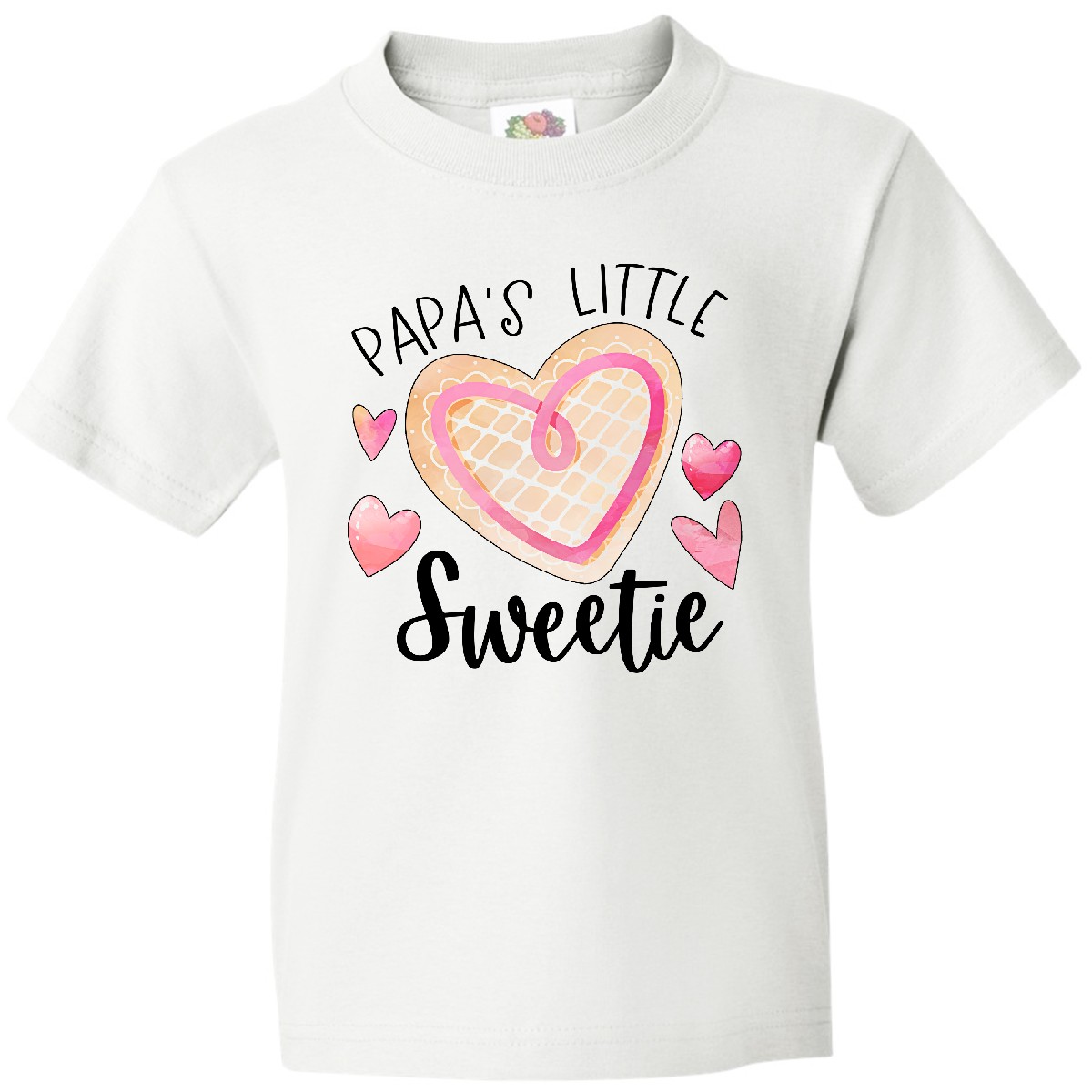 Inktastic Papa's Little Sweetie With Pink Heart Cookie Youth T-Shirt Valentines - Picture 8 of 8