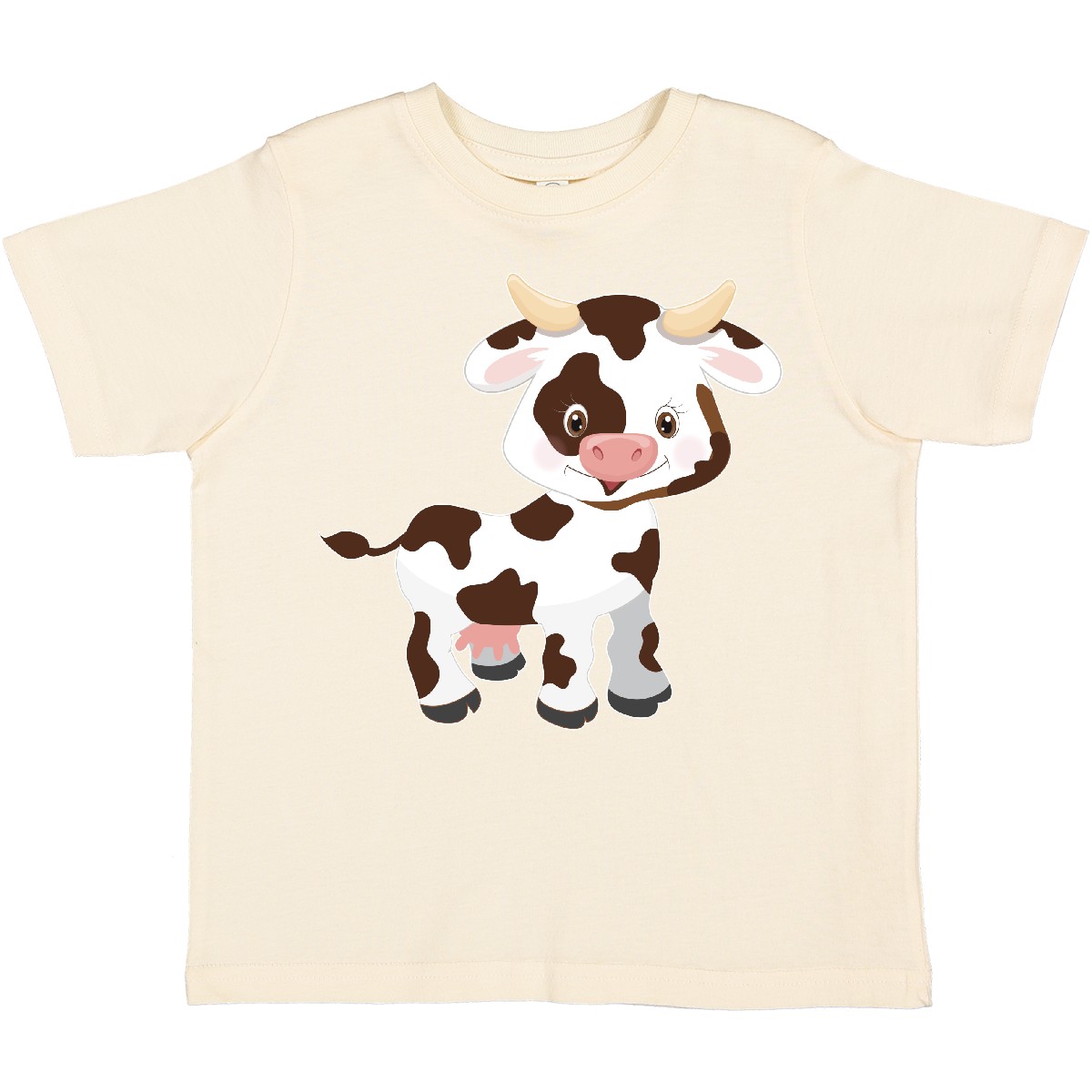 Inktastic Cute White Holstein Cow With Brown Spots Toddler T-Shirt Farm Animals - Picture 9 of 13