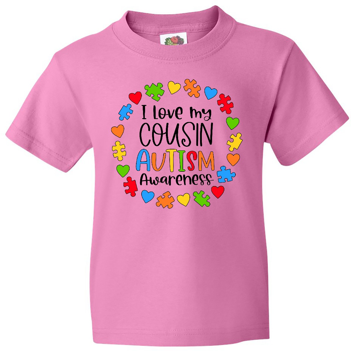 Inktastic I Love My Cousin Autism Awareness Youth T-Shirt Cousins Puzzle Pieces - Picture 2 of 8