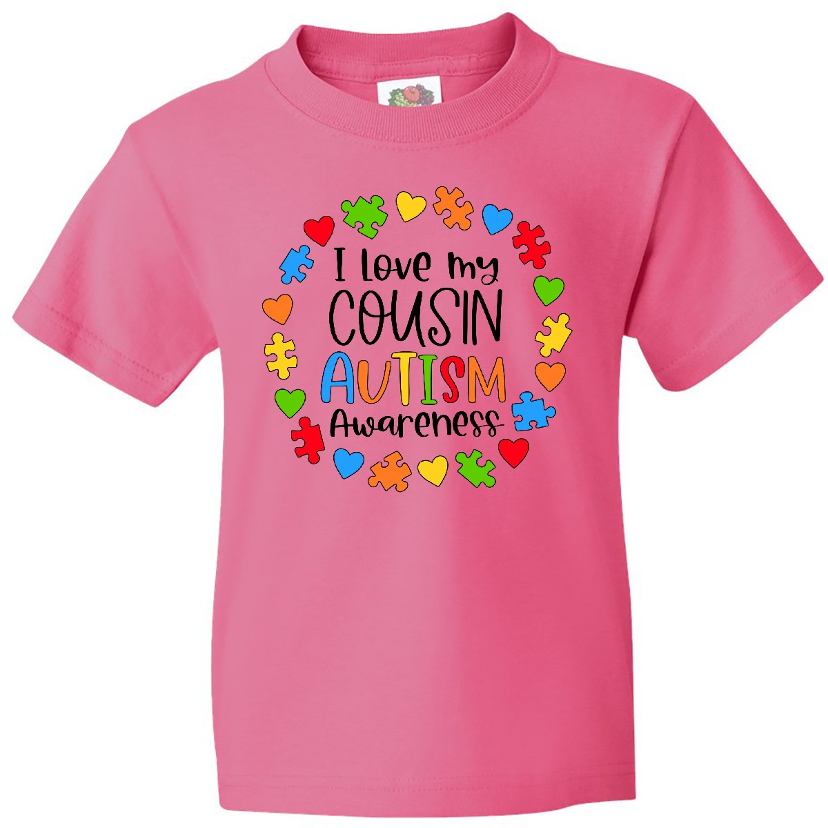 Inktastic I Love My Cousin Autism Awareness Youth T-Shirt Cousins Puzzle Pieces - Picture 5 of 8