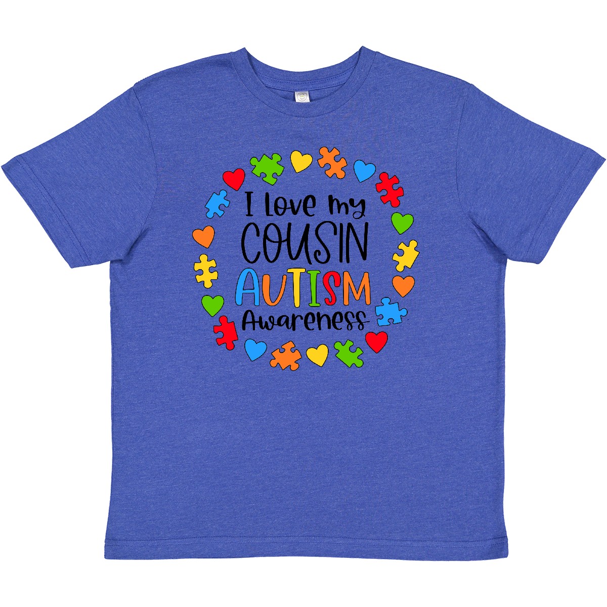 Inktastic I Love My Cousin Autism Awareness Youth T-Shirt Cousins Puzzle Pieces - Picture 7 of 8