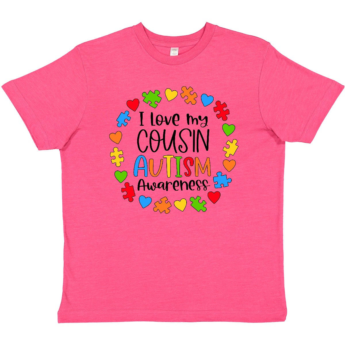 Inktastic I Love My Cousin Autism Awareness Youth T-Shirt Cousins Puzzle Pieces - Picture 6 of 8