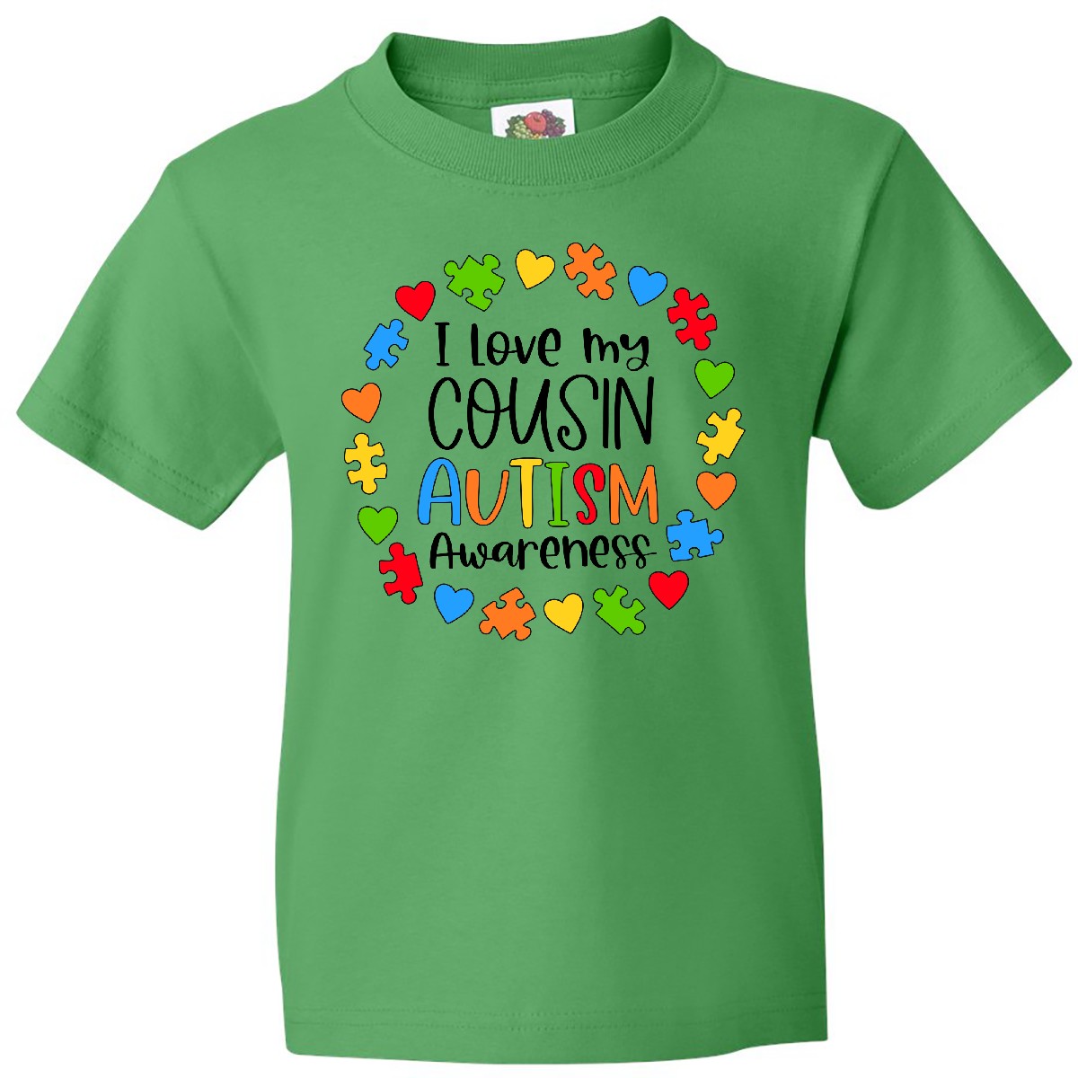 Inktastic I Love My Cousin Autism Awareness Youth T-Shirt Cousins Puzzle Pieces - Picture 4 of 8