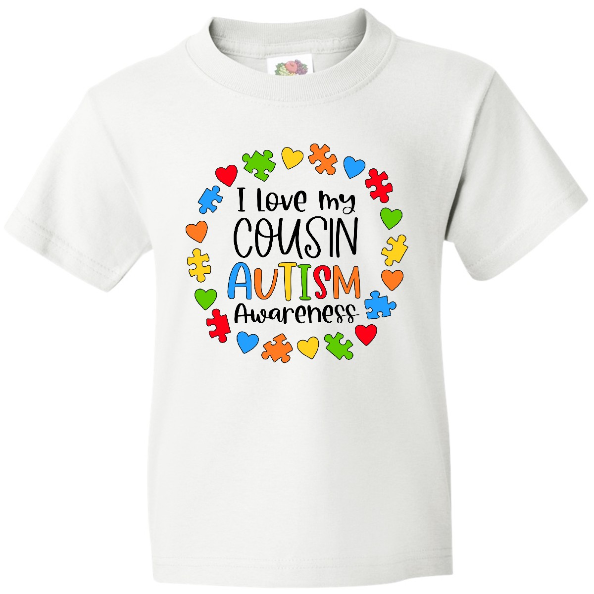 Inktastic I Love My Cousin Autism Awareness Youth T-Shirt Cousins Puzzle Pieces - Picture 8 of 8