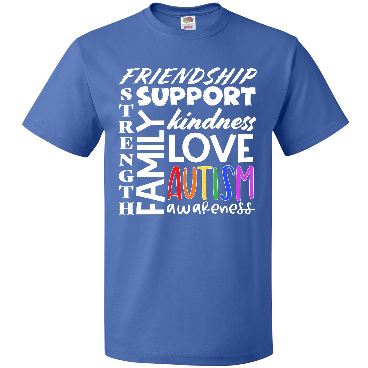 Inktastic Autism Awareness Love, Friendship, Support T-Shirt Rainbow Colors Care - Picture 7 of 9