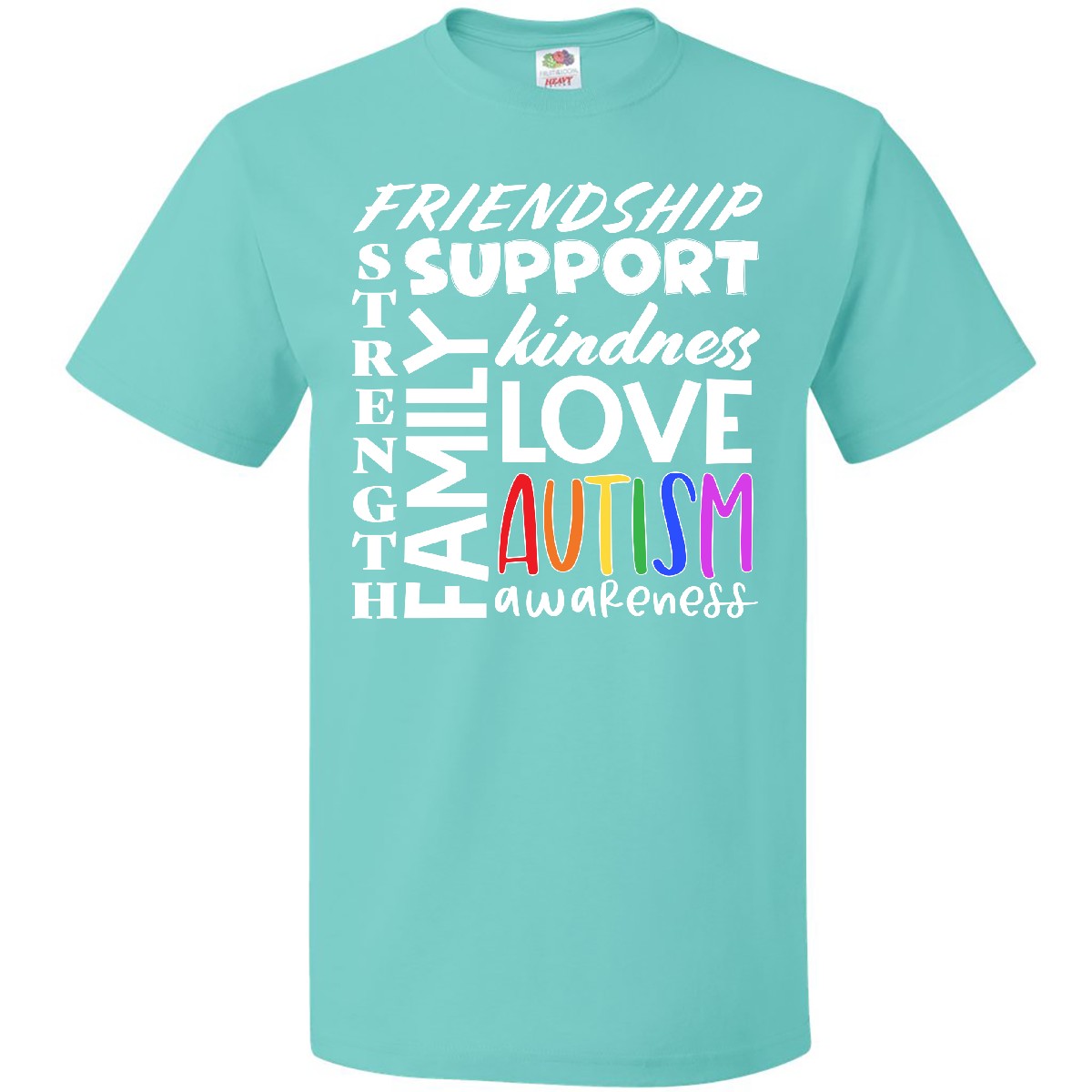 Inktastic Autism Awareness Love, Friendship, Support T-Shirt Rainbow Colors Care - Picture 8 of 9
