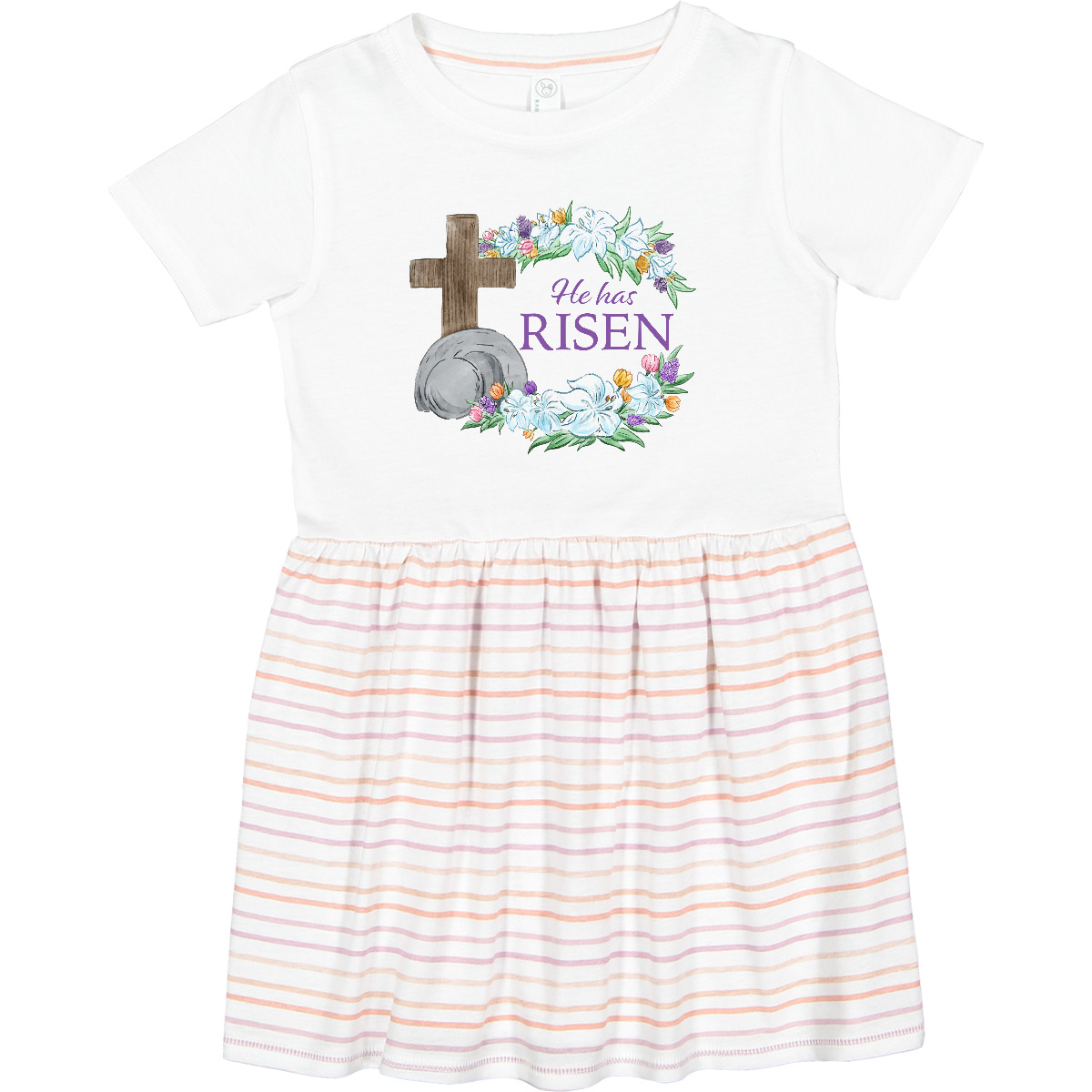 Inktastic Easter He Has Risen With Cross And Flowers Toddler Dress Cute Lillie 6 - Picture 5 of 5