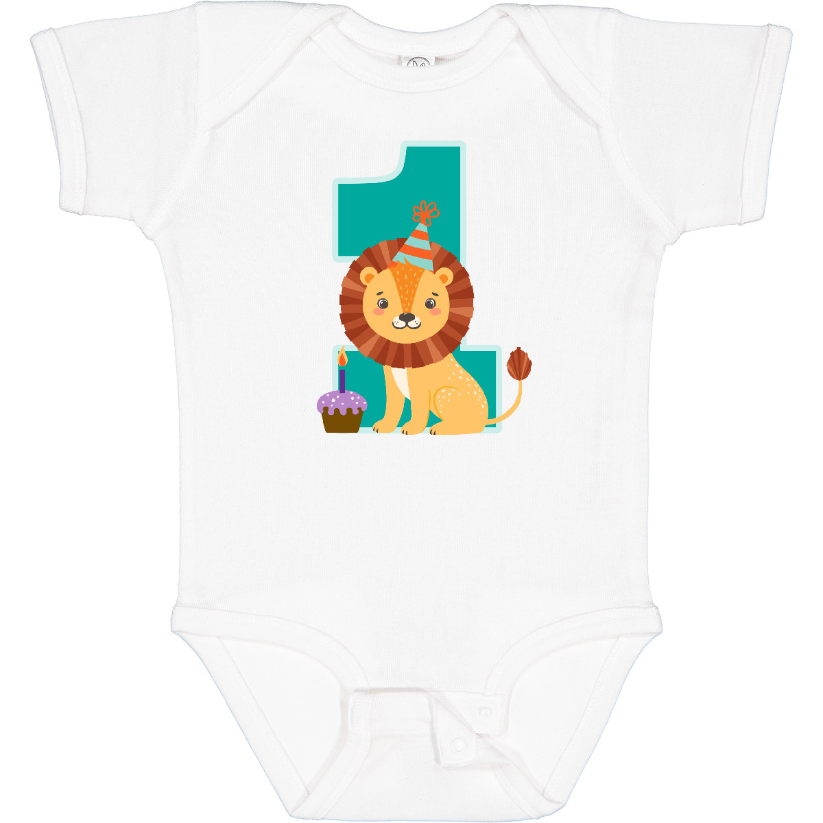 Inktastic First Birthday Outfit Boy Lion 1 Year Old Baby Bodysuit 1st Zoo Photo - Picture 11 of 11