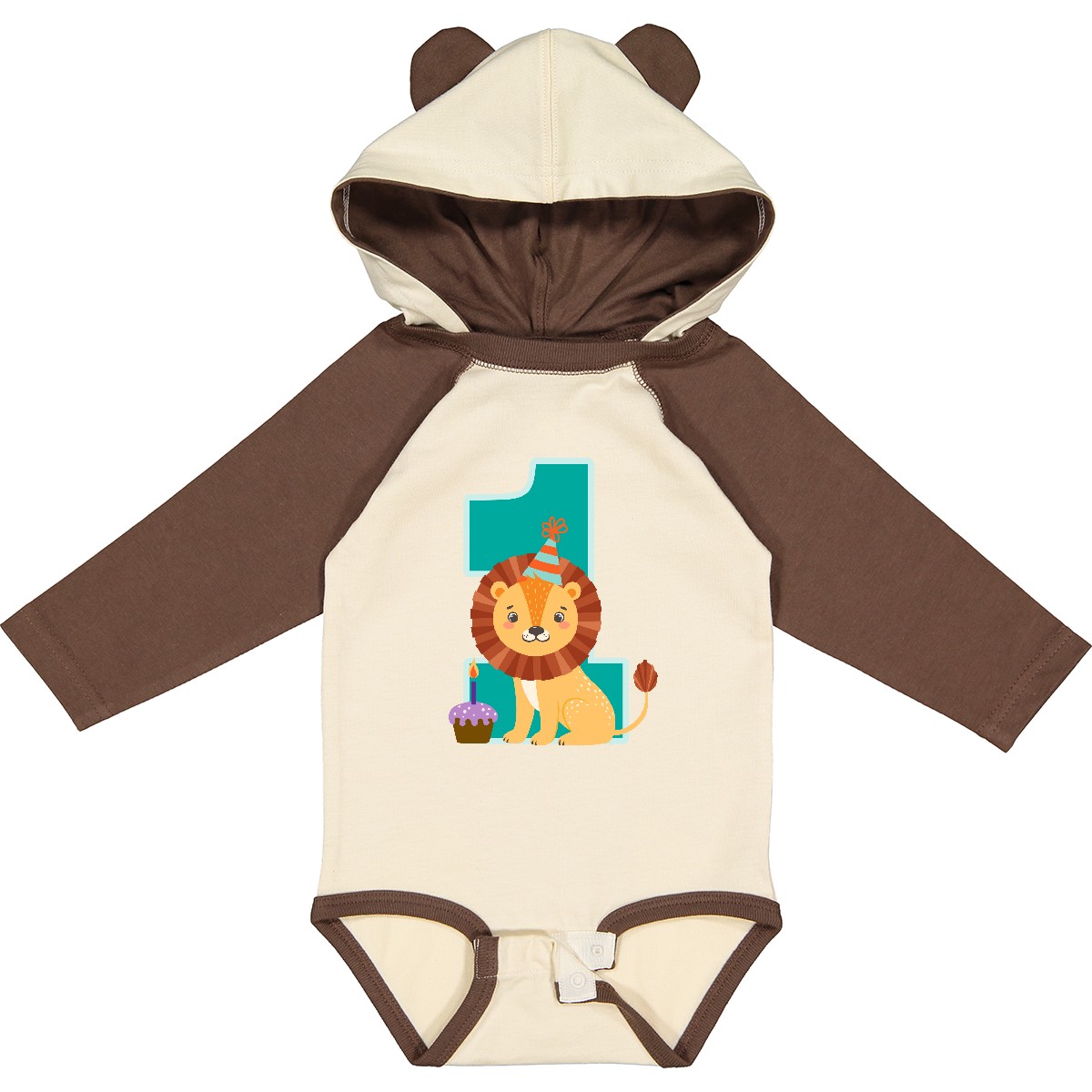 Inktastic First Birthday Outfit Boy Lion 1 Year Old Long Sleeve Creeper 1st Zoo - Picture 7 of 9