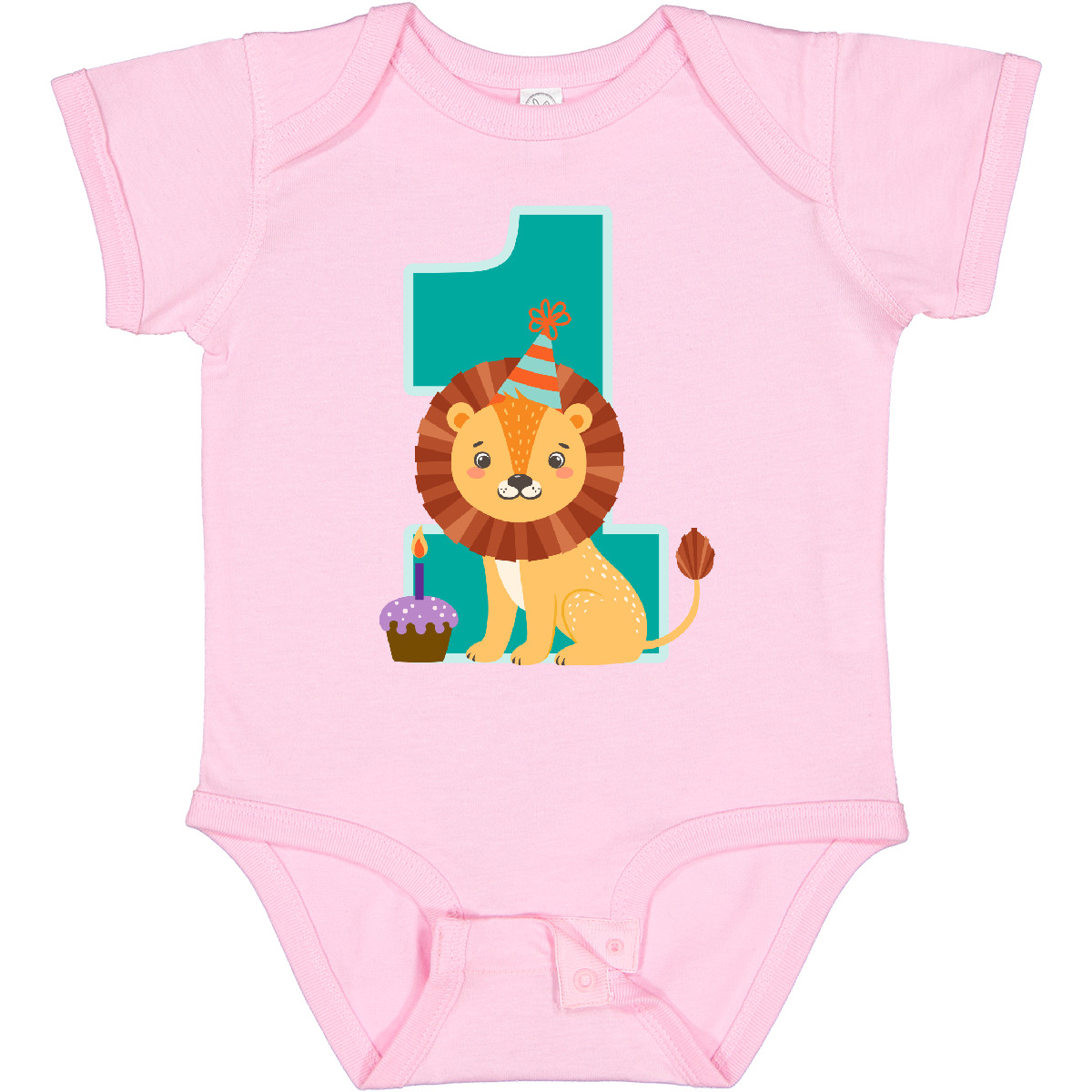 Inktastic First Birthday Outfit Boy Lion 1 Year Old Baby Bodysuit 1st Zoo Photo - Picture 8 of 11