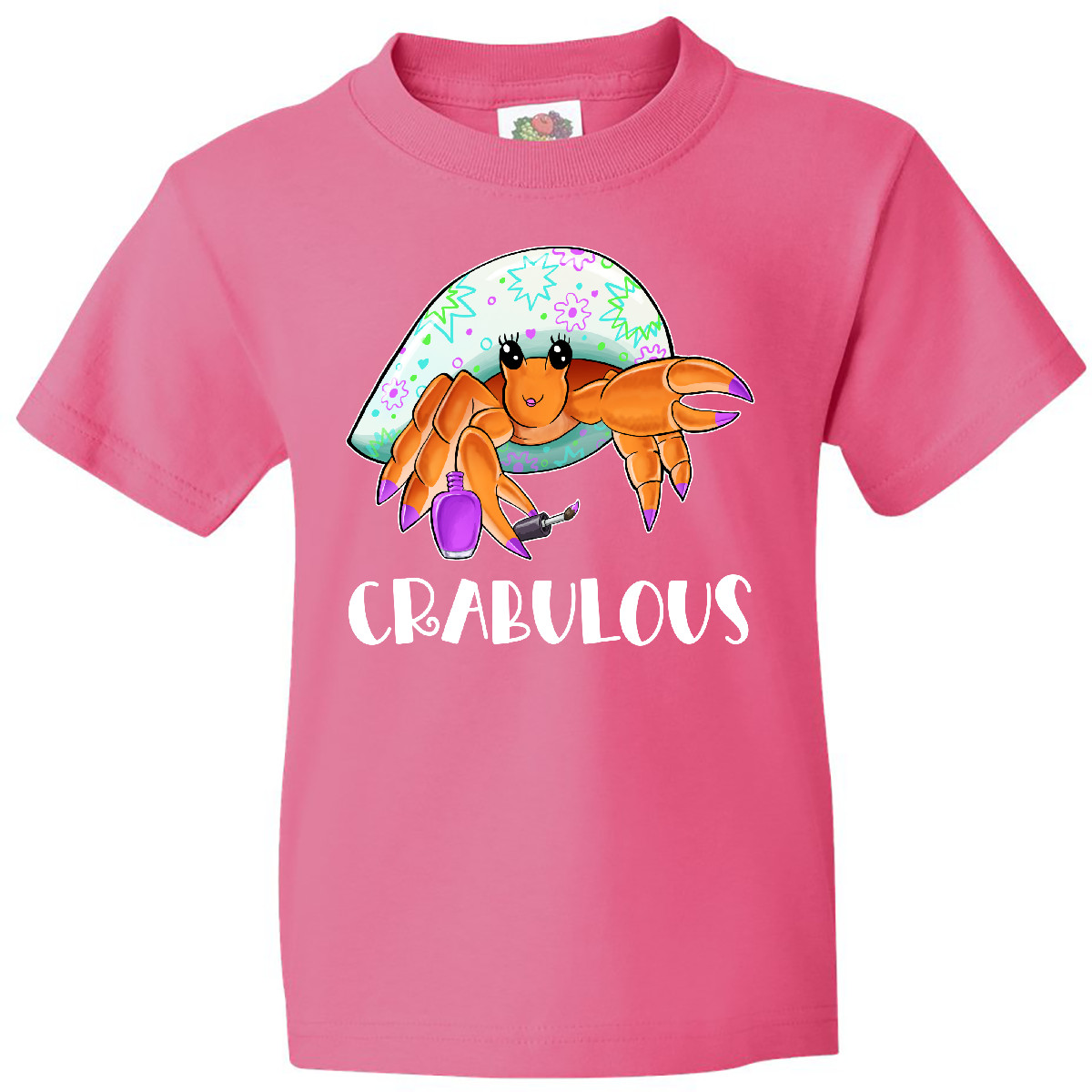 Inktastic Crabulous Cute Hermit Crab With Purple Nail Polish Youth T-Shirt Sea - Picture 4 of 7