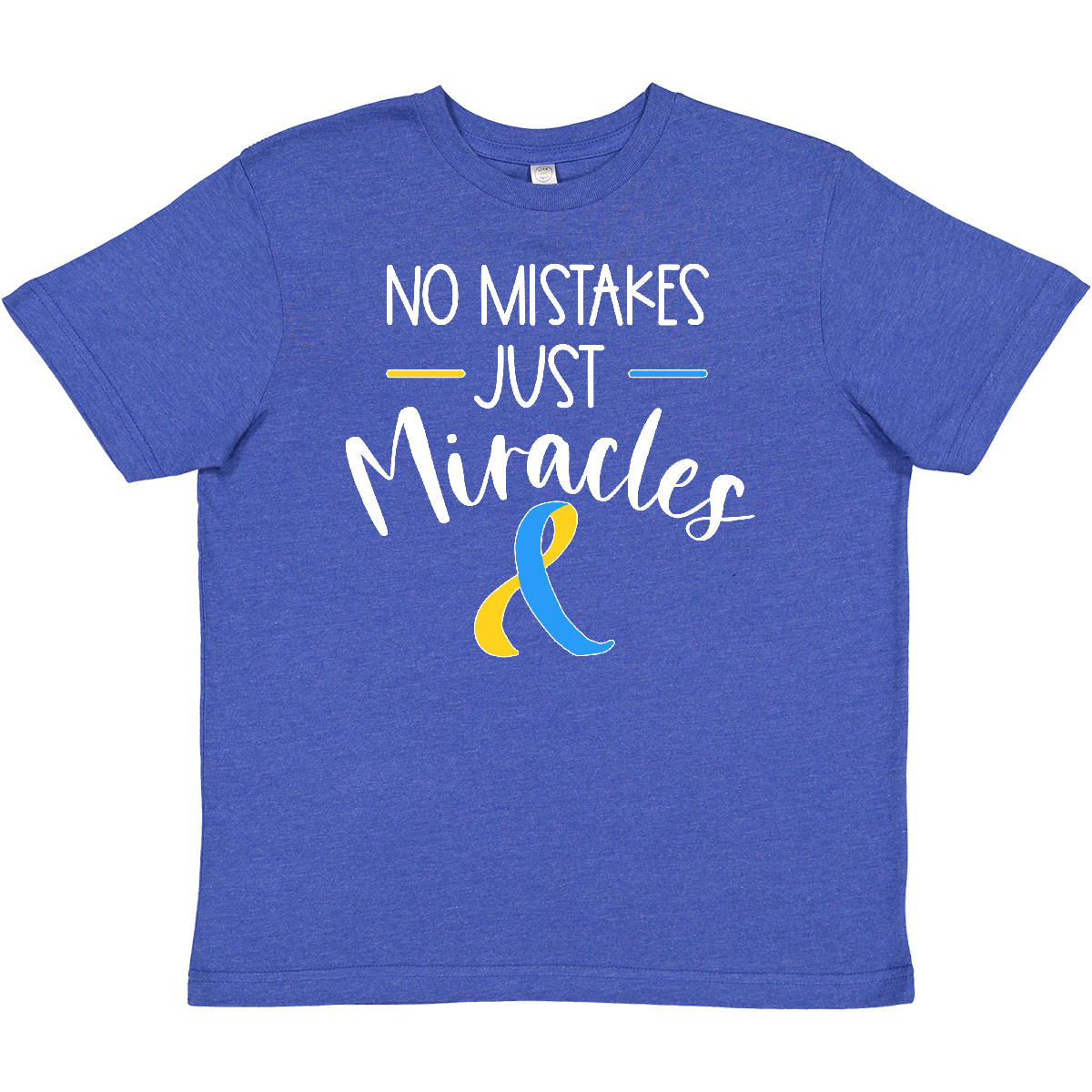 Inktastic No Mistakes, Just Miracles Down Syndrome Awareness Youth T-Shirt Blue - Picture 7 of 7