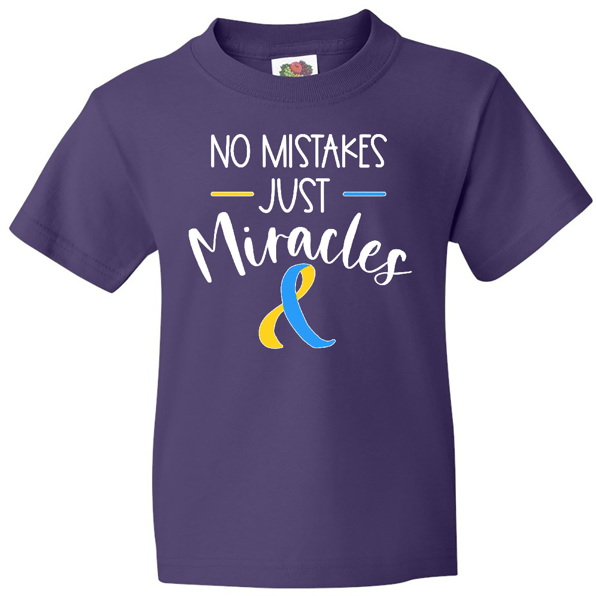 Inktastic No Mistakes, Just Miracles Down Syndrome Awareness Youth T-Shirt Blue - Picture 4 of 7