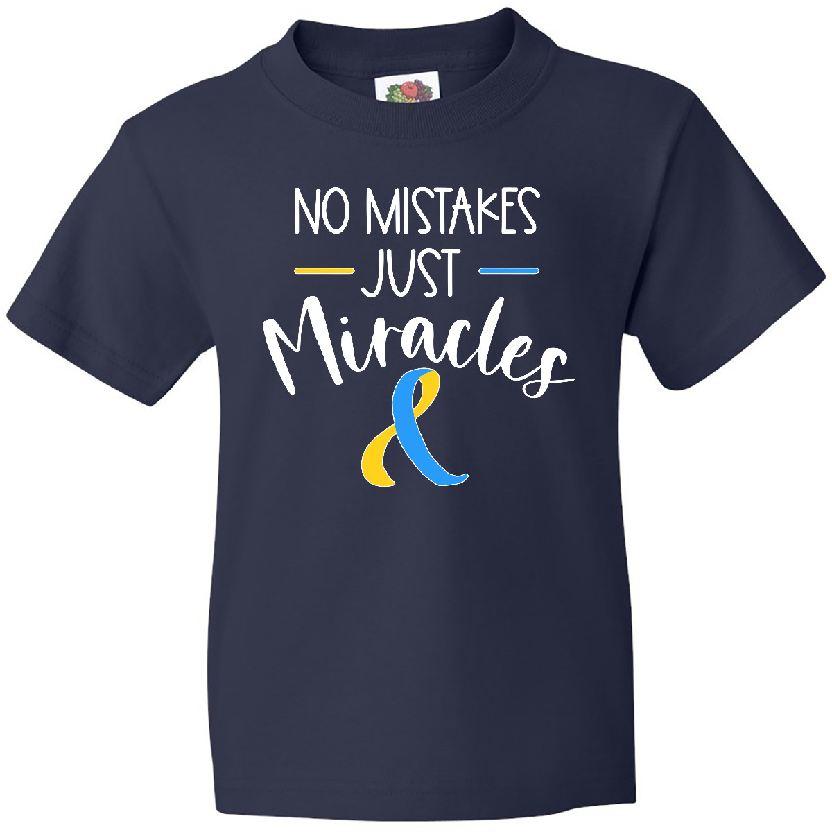 Inktastic No Mistakes, Just Miracles Down Syndrome Awareness Youth T-Shirt Blue - Picture 2 of 7