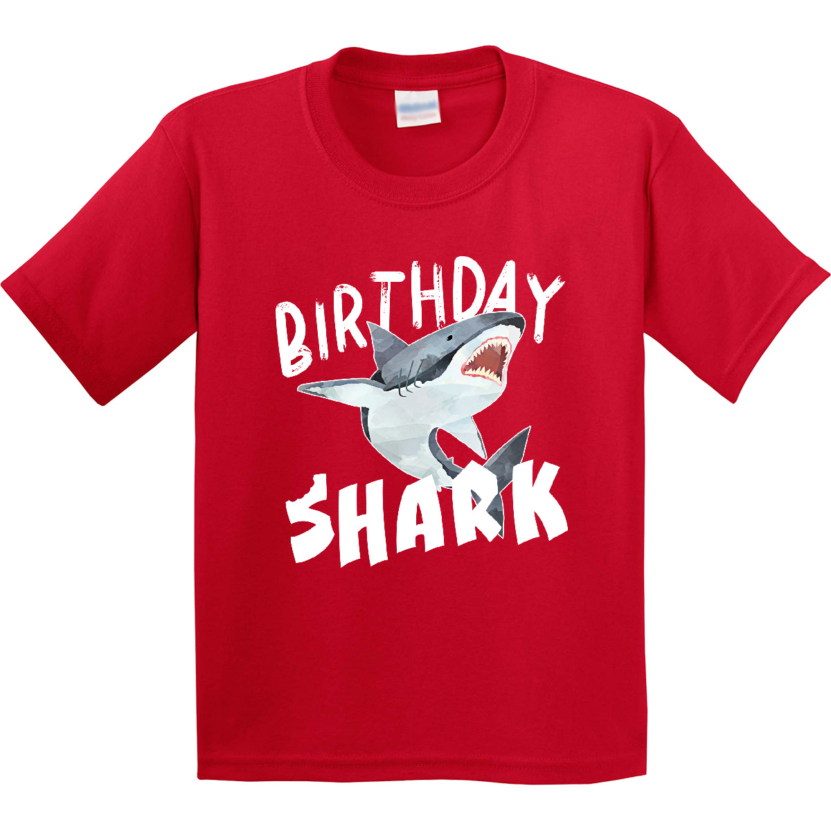 Inktastic Birthday Shark Youth T-Shirt Sharks Party Ocean Swimming Celebrate Tee - Picture 5 of 7