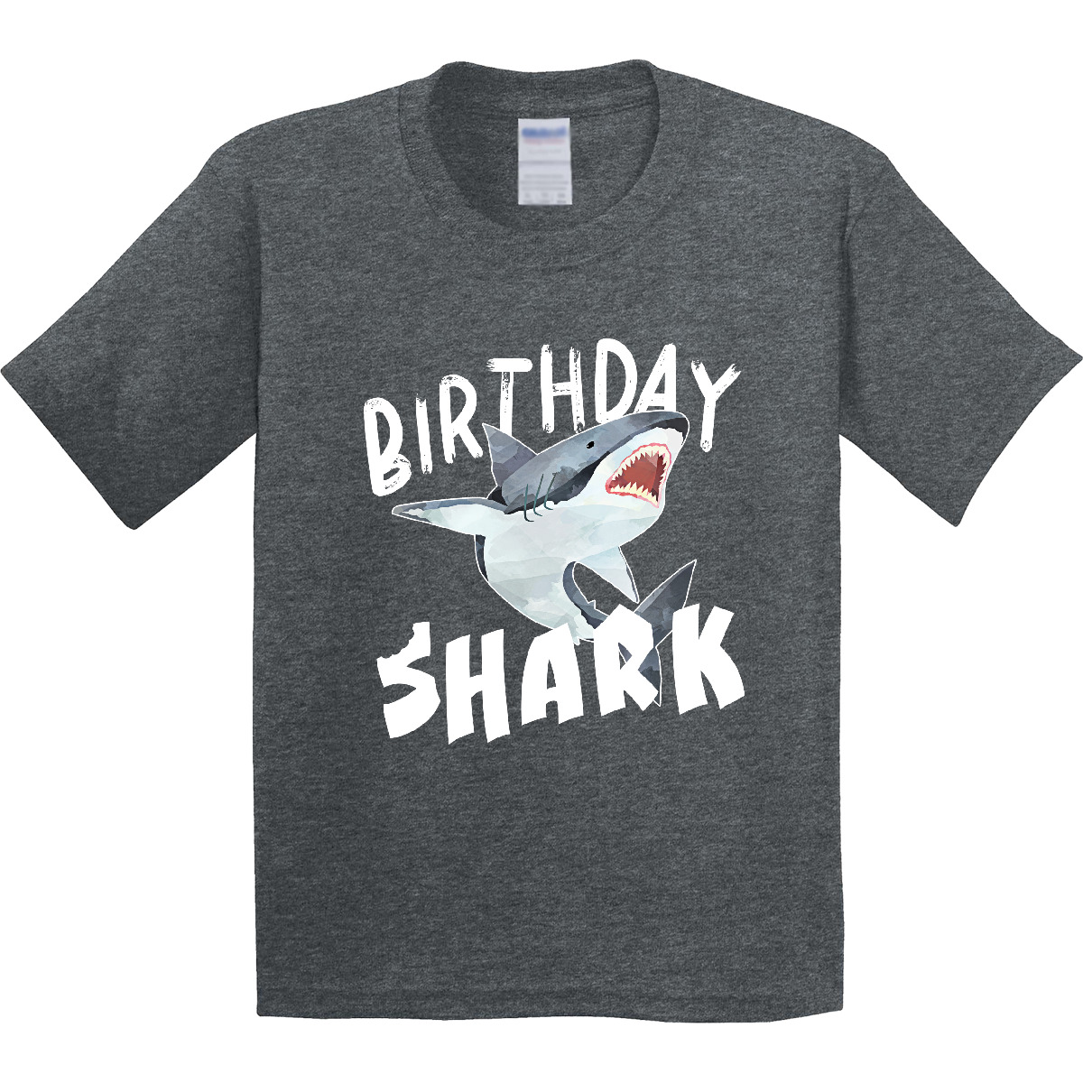 Inktastic Birthday Shark Youth T-Shirt Sharks Party Ocean Swimming Celebrate Tee - Picture 6 of 7
