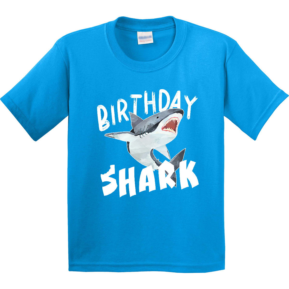 Inktastic Birthday Shark Youth T-Shirt Sharks Party Ocean Swimming Celebrate Tee - Picture 4 of 7