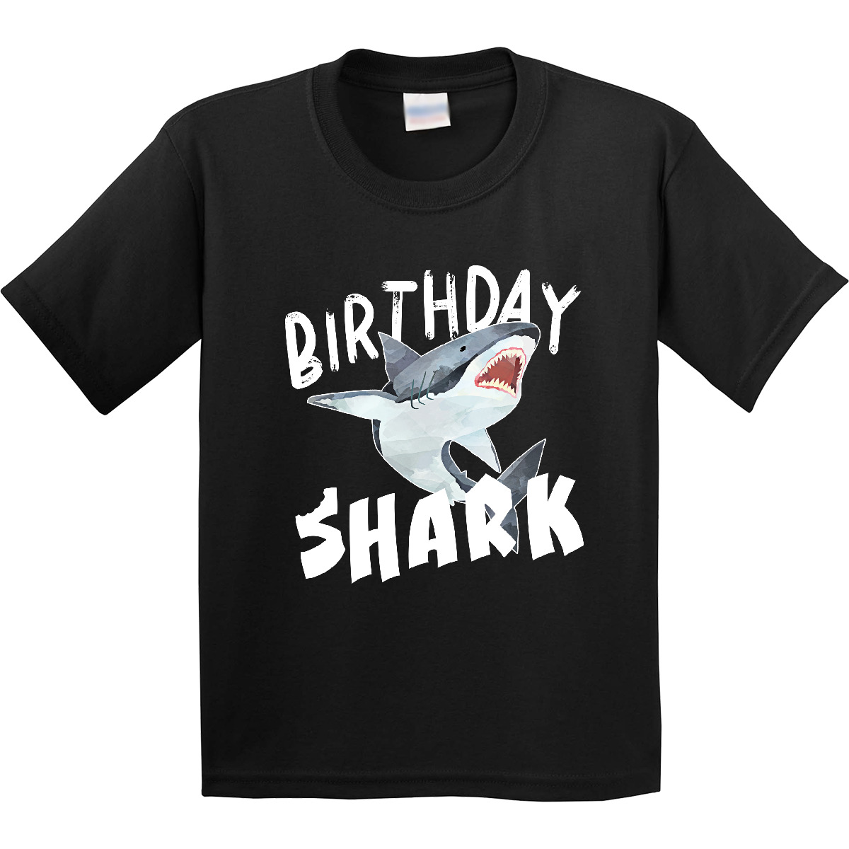 Inktastic Birthday Shark Youth T-Shirt Sharks Party Ocean Swimming Celebrate Tee - Picture 2 of 7