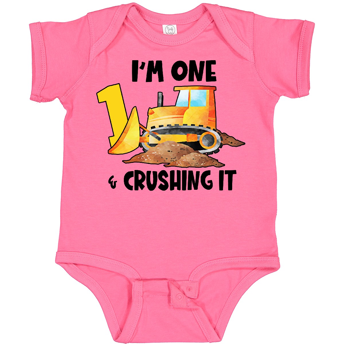 Inktastic I’m 1 And Crushing It Construction 1st Birthday Baby Bodysuit Year Old