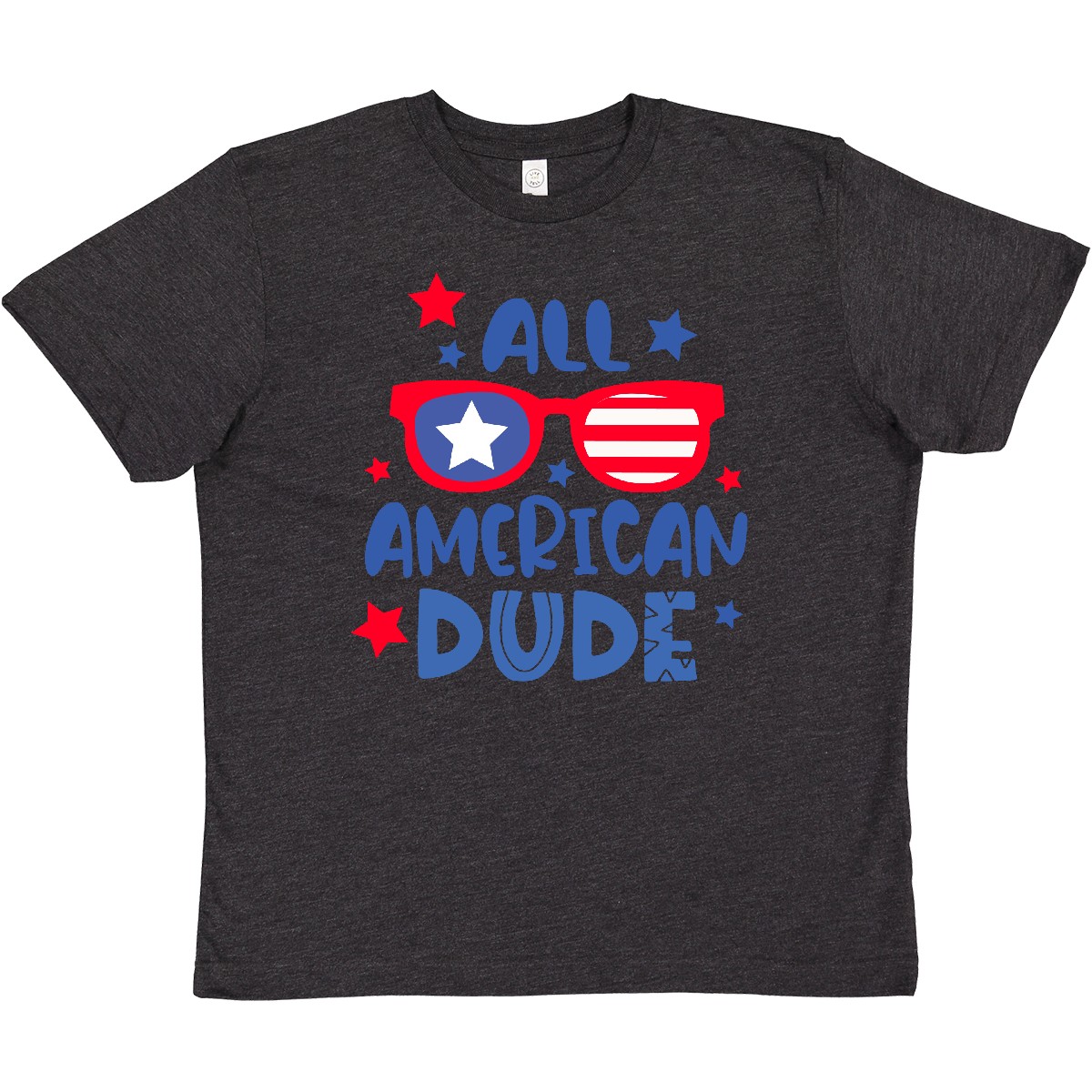 Inktastic 4th Of July All American Dude With Red And Blue Glasses Youth T-Shirt - Picture 4 of 4