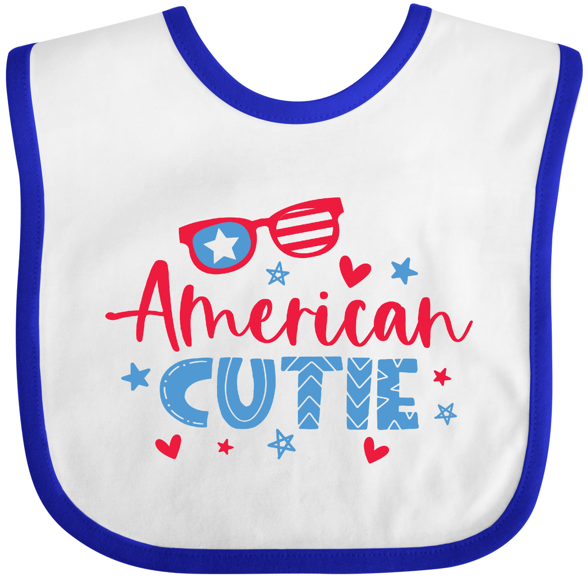 Inktastic 4th Of July American Cutie Red And Blue Stars And Hearts Baby Bib Cute - Picture 9 of 9