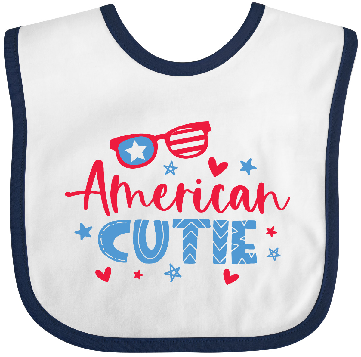 Inktastic 4th Of July American Cutie Red And Blue Stars And Hearts Baby Bib Cute - Picture 7 of 9