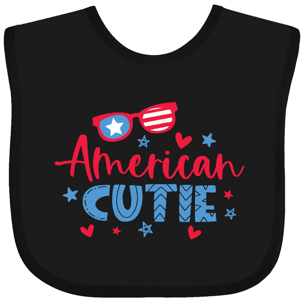 Inktastic 4th Of July American Cutie Red And Blue Stars And Hearts Baby Bib Cute - Picture 2 of 9